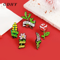 GDHY Flower Series Enamel Pins ROSE Lavender Sunflower Daisy Lris Cherry Brooches Bag Lapel Badge for Women Friends Jewelry Gift