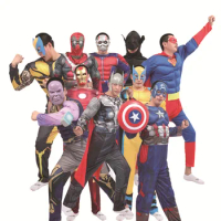 Marvel Superhero Spider Man Captain America Iron Man Thor Hulk Cosplay Costume Muscle Bodysuit Jumpsuit for aldult Halloween