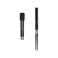 【AWADA】伸縮筷子二代 黑色(黑色 折疊餐具 環保餐具 登山餐具 收納筷 筷子 露營 逐露天下)