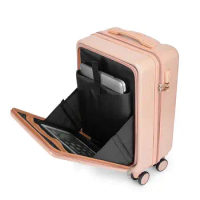 NEW fashion travel suitcase with wheels 20'' carry on luggage small bag 22/24/26/28inch rolling luggage front open trolley case