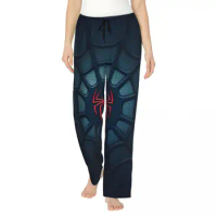 Custom Printed for Women Spider Man Web Pajama Pants Sleepwear Sleep Lounge Bottoms with Pockets
