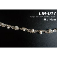 Aksesoris Payet Rangkai Jahit Mutiara harga per10cm min beli 30cm [ Amerie Acc ] Pearl Rhinestone Kr