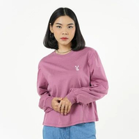 3Second Women's T-Shirt Long Sleeve Boxy Fit Cotton Nellie C140626 L Purple