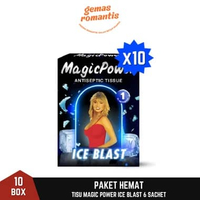 Paket 10 BOX Tisu Magic Power Ice Blast Tissue Megic Tanpa Harus Dibilas 1 Box (6 Sachet)