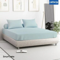 CALIFORNIA Sprei Set Fitted Bantal 4 Polos Embos Motif Ukuran King 180x200 Sprei No 1 Warna Smurf La