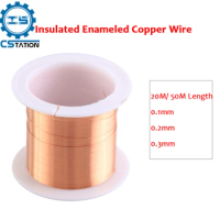 0.1mm 0.2mm 0.3mm Insulated Enameled Copper Wire Magnet Winding Coil Cable 20M/ 50M