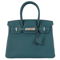 Hermes 愛馬仕 Birkin 30cm 1P Togo A刻 牛皮柏金包(1P鴨綠色/銀釦)