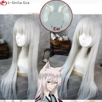 Tomoe Cosplay Wig Anime / Tomoe Wig Silver White 100cm Wig Ear Heat Resistant Wigs + Wig Cap