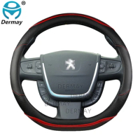 for Peugeot 508 508SW 2010~2017 DERMAY Car Steering Wheel Cover Microfiber Leather + Carbon Fiber Auto Accessories