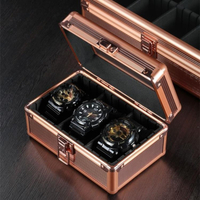 手錶收納盒 手表盒玻璃蓋手表收納盒高端金屬表盒熱銷高品質手表展示盒透明。【林之舍】