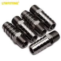 LTWFITTING Black Nickel Plating Brass Fitting Connector 1/2-Inch Hose Barb x 1/4-Inch NPT Male ( Pack of 5 )