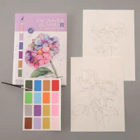 With Pigment Watercolor Painting Book Specialty Paper With Brush Gouache Graffiti Book DIY Painting Book Flowers
