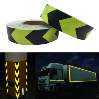 Roadstar 5CMX50M Fluorescent Yellow Black Arrow PET Reflective Sticker Safety Warning Tape for Car