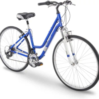 RMY Hybrid Bike, Commuting Bike 29 Inches Adult Pearl Blue Quality, Well-cushioned Saddle with Double Springs