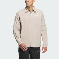 Adidas LS UPF Shirt [IL8943] 男 長袖 襯衫 亞洲版 運動 戶外 休閒 防潑水 拉鍊口袋 米