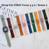 Leather Ventilation Bracelet Strap For Fitbit Versa 2 3 4 Sense / Sense 2 Band Loop Genuine Leather Smart Watch Strap Replacemen