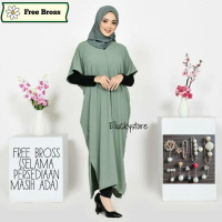 Dress Long Square Crinkle Airflow FREE BROSS Kain Muslim