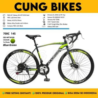 Sepeda Balap Roadbike ODESSY MT 1010S Steel 14 Speed road bike double Rem Cakram Blue Green