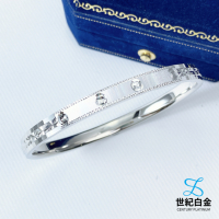 【世紀白金】Pt950鉑金(白金)進口刻花手鐲 橢圓設計 日式精緻刻花 隱藏安全扣頭好配戴