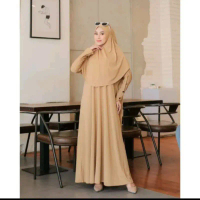 gamis inara set hijab Abaya  hijab dress gamis umroh set daily polos jumbo/gamis jersey model terbar