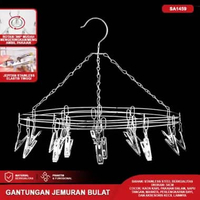 Gantungan Baju Lipat Multifungsi 360°/ Hanger Besi Lapis Plastik/ Gantungan Jemuran dengan Jepitan G