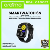 ORAIMO Smartwatch WATCH 6N | OSW-8000N Original Murah Garansi Resmi - REAL GADGET Watch6N-Black
