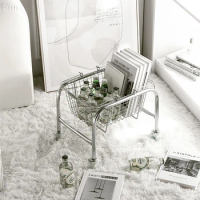 Portable Storage Basket Removable Trolley Home Minimalist Stainless Steel Sundries Shopping Trolleys Hotel Beer Storage Basket
