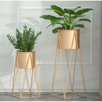 STANDING TATAKAN TEMPAT POT TANAMAN BESI GOLD SUDUT RUANGAN bunga tanaman hidup / palsu
