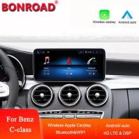 Bonroad Car Android Wireless Carplay Multimedia Player Screen For Mercedes Benz C/V class GLC W204 W205 2008-2018 Auto Radio GPS
