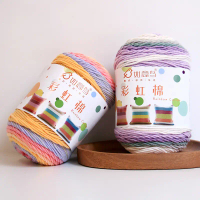 5 Strands Rainbow Color Ball Yarn Handmade Milk Cotton Yarn DIY Crochet Yarn Knitting Needle