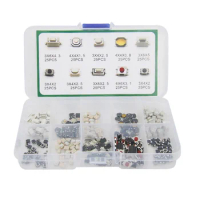 250 Pcs/1 Set 10 Types Durable Car Remote Control Tablet actile Push Button Switch Car Keys Button Touch Microswitch With Box
