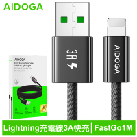 【AIDOGA 艾迪伽】USB-A TO Lightning充電線傳輸線編織快充線 3A快充 FastGo系列 1M(支援iPhone 8~14系列)