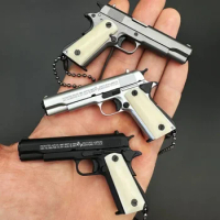 1:3 Mini Bovine Bone Handle Pistolas Colt 1911 Arms miniGun Metal Detachable PUBG Gift Pendant Decor