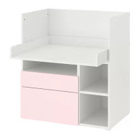 SMÅSTAD 書桌/工作桌, 白色 淺粉紅色/附2個抽屜, 90x79x100 公分