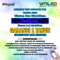 Led Running Text Outdoor P10 warna Biru ukuran 20 cm X 132 cm