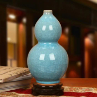 Jingdezhen Ceramic High-grade Antique Kiln Blue Crack Crystal Glaze Vase Modern Home Furnishings Fashion porcelain chinese vase
