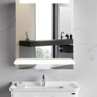 LED Smart Bathroom Mirror Cabinet Ceramic Whole Washbin Alumimum Smart Mirror Cabinet Wash Basin Cabinet Cabinet Combination
