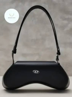 Diesel Play crossbody bag semi gloss leather Black