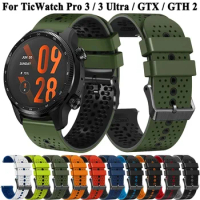Replacement 22mm Silicone Strap For TicWatch Pro 3 Ultra GPS LTE Smart Watch Band For Ticwatch GTX GTH 2 Wristband Bracelets