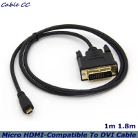 Micro HDMI-Compatible To DVI Cable, Strong Abrasion Resistance, DVI-D 24 + 1 Pin Cable, For PC Flat Panel TV Camera