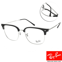 RayBan雷朋 木村拓哉代言同款 方框紳士眉框 光學眼鏡/黑 銀#RB7216F 2000-53mm