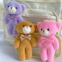 13cm New Cute Stuffed Bear Doll Colorful Tie-dye Plush Teddy Bear Animal Plush Bag Pendent Keychain Ornaments Girl Birthday Gift