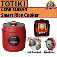 Totiki Electric Multi Cooker Stainless Steel Low Sugar Rice Cooker 1.5L Smart Kitchen Appliance Double Liners For 1-2 Person