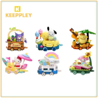Keeppley Sanrio Float Parade Building Block Toy Kuromi Cinnamoroll Hello Kitty Pochacco Pompom Purin Splicing Model Gift