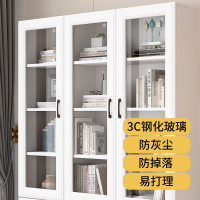 實木書櫃書架組合現代簡約帶玻璃門書櫥客廳書房儲物櫃防塵書櫃-快速出貨
