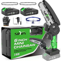 Portable Electric Chainsaw Kit 6-Inch Mini Cordless Chainsaw with Extra Battery and Accessories