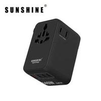 陽光 - PD140W GaNIII QC4.0 ApexCharge快充通用旅行轉插 4Ports 3C1A 旅行充電器 黑色 內置英國 美國 歐洲 日本 澳洲插座 適用於iPhone 17 TRB