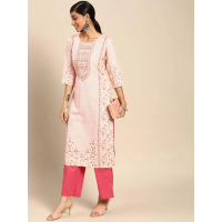 Kurtis พิมพ์ลายพีช แขน 3/4 ลายดอกไม้ เสน่ห์ชาติพันธุ์ #EthnicWear #สไตล์Kurtis