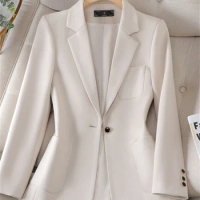Yitimuceng Autumn Winter 2023 Blazer Jacket for Women New Korean Fashion Long Sleeve Single Button Office Ladies Casual Coats