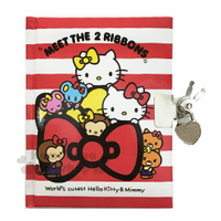 小禮堂 Hello Kitty 鑰匙鎖筆記本《紅白.mimmy》記事本.日記本.交換日記